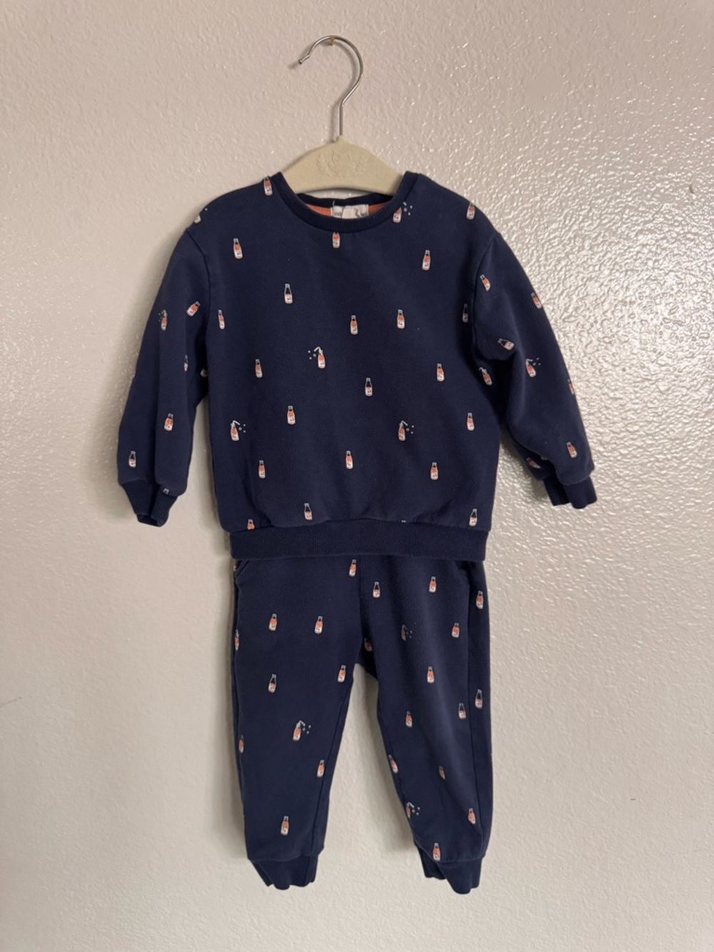 miles the label Navy Blue Baby Sweatshirt Set - 12M